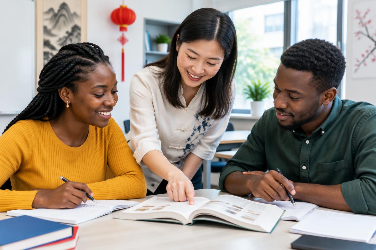 Illustration d’un cours de chinois avec accompagnement